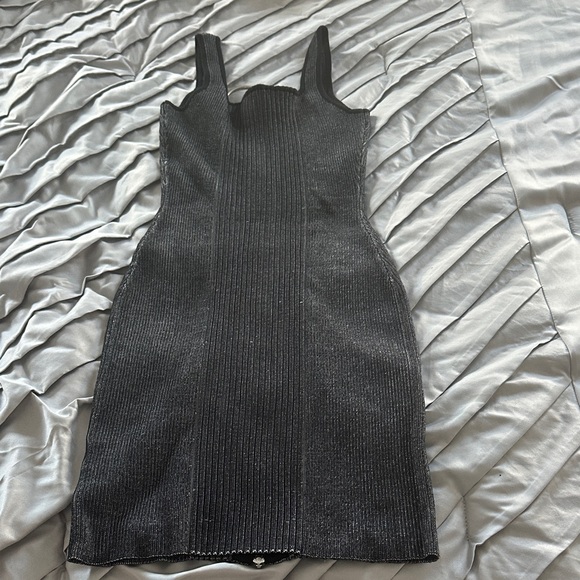 Sleek Black Zipper Mini Dress - Picture 2 of 2